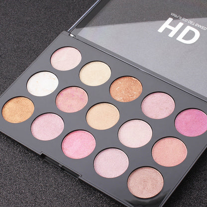 15-Color Pearl Highlighter Palette