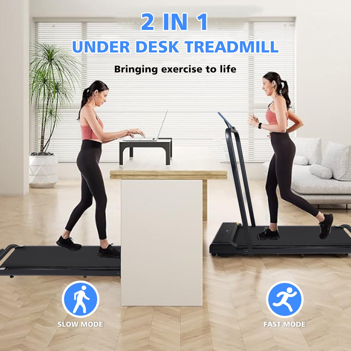 2-in-1 Folding Walking Pad Treadmill