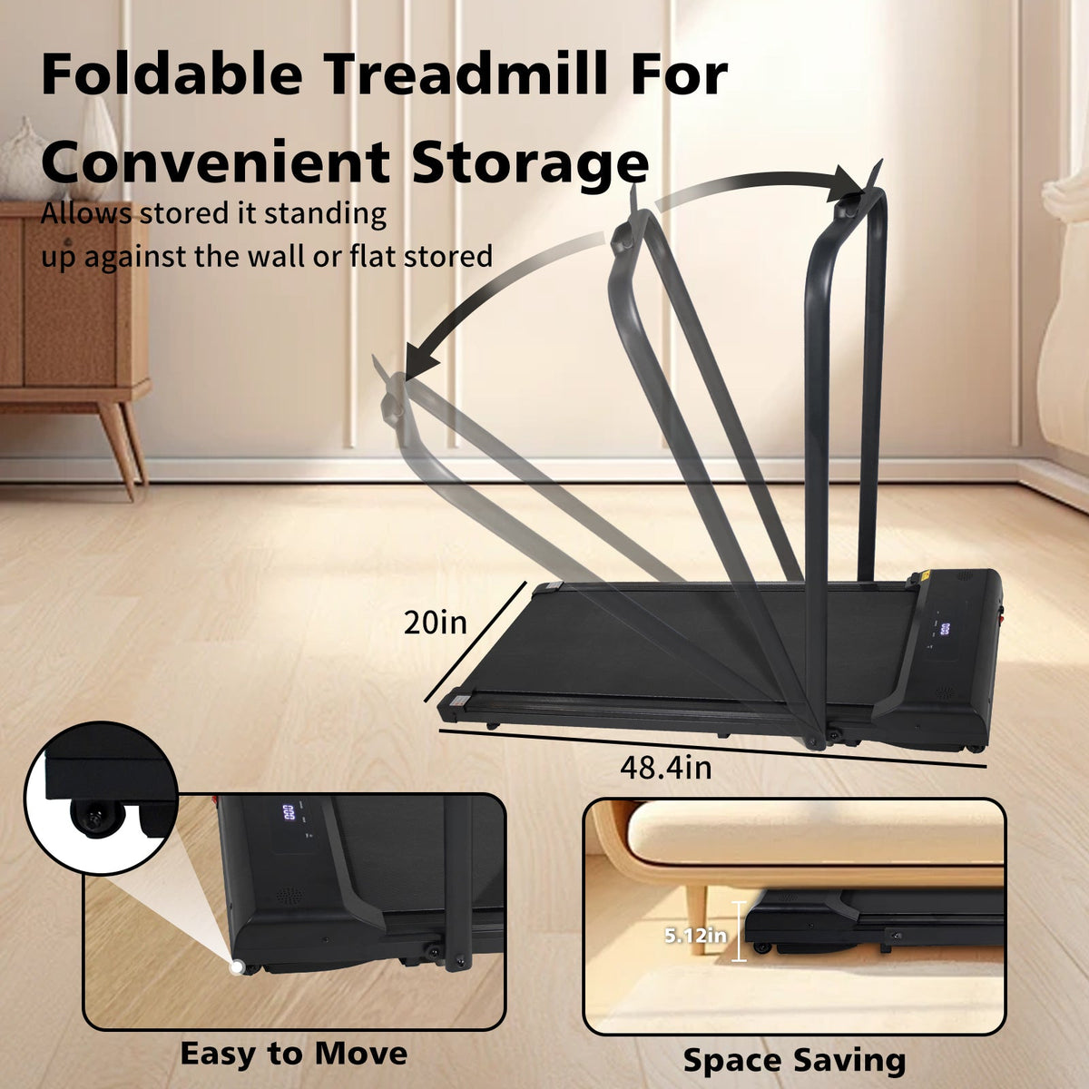 2-in-1 Folding Walking Pad Treadmill