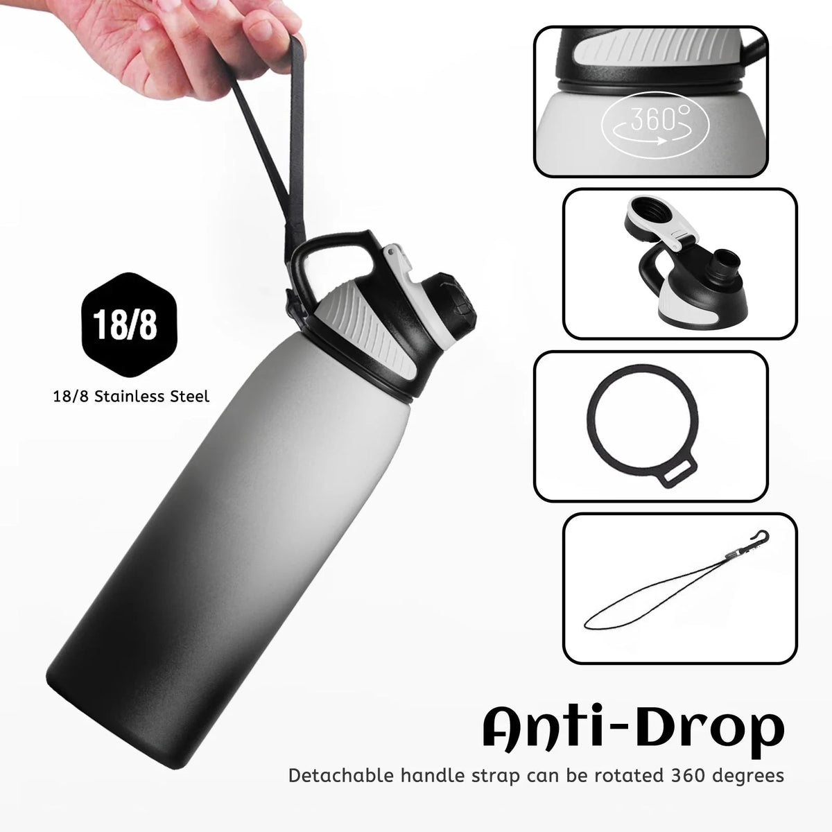 1500ml Insulated Water Bottle with Magnetic Lid